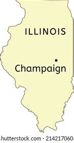 champaign city location  illinois map stock vector royalty