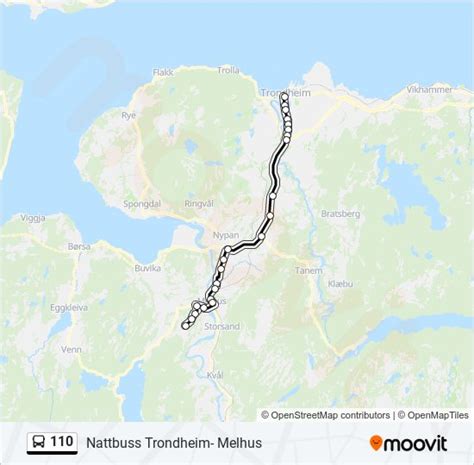 110 Rute rutetider holdeplasser og kart Brekkåsen Via Melhus