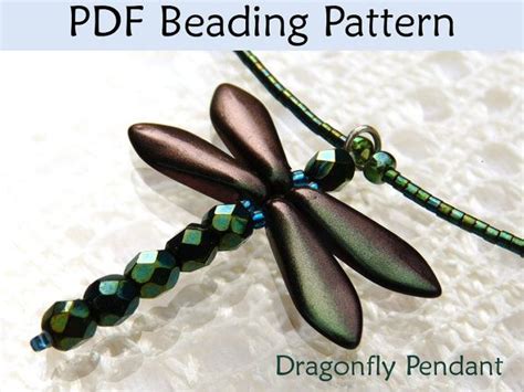 Dragonfly Necklace Beading Tutorial Beaded Dragonfly Pendant Etsy