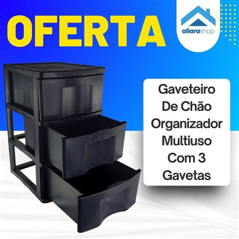 Gaveteiro De Ch O Organizador Multiuso Gavetas Preto Para