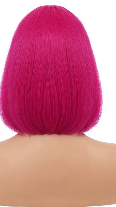 Righton 12 Inches Hot Pink Wig Short Bob Wig Hot Pink Short Straight