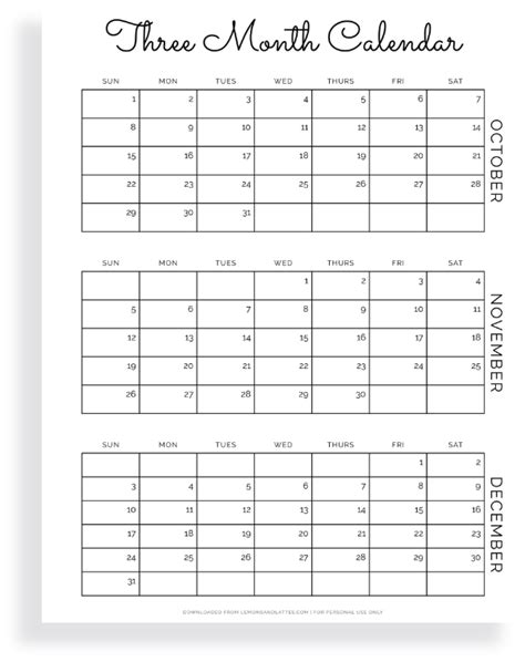 Quarterly Calendar Printables