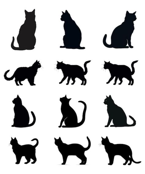 El Paquete De Gatos El Clipart Del Gato La Silueta Del Gato El Vector