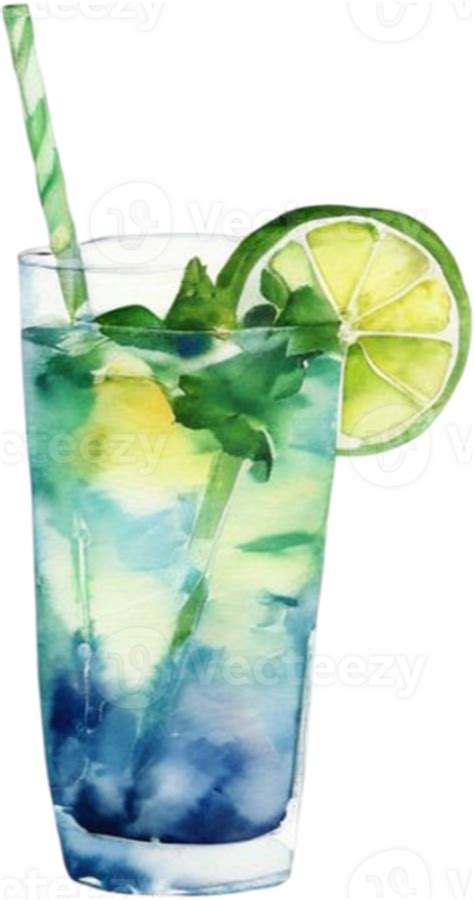 Watercolor Mojito Cocktail 48475613 Png