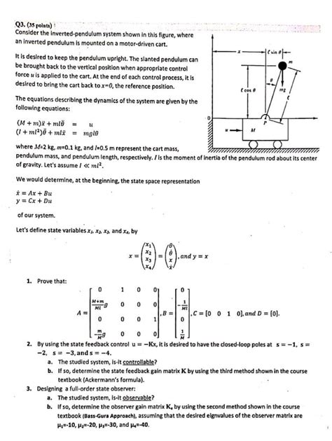 Solved Q3 35 Points Consider The Inverted Pendulum System Chegg