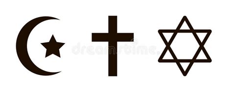 Symbols Of The Three World Religions Judaism Christianity And Islam