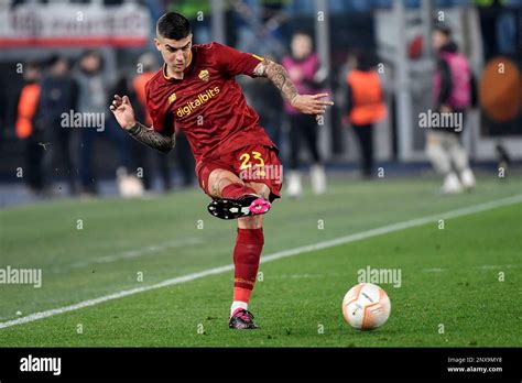 Gianluca Mancini Of As Roma In Action During The Europa League Football