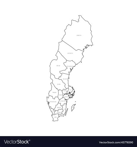 Sweden Political Map Of Administrative Divisions Vector Image