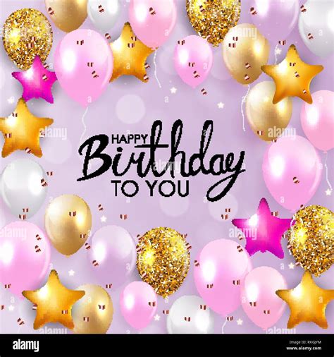 Glossy Happy Birthday Balloons Background Vector Illustration eps10 ...