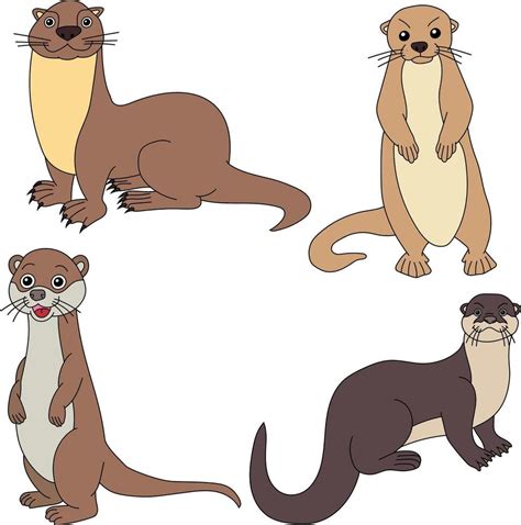 Colorful Otter Clipart Set, Sea Otter Clipart of Sea Life 41950370 ...