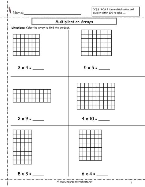 Division Using Arrays Worksheets