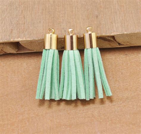 25 Stk 35mm Mini Leder Quasten Aqua Fransen Quasten Schmuck Quasten