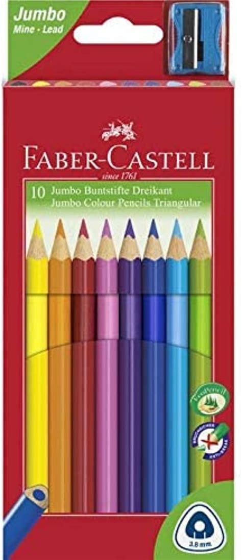 Faber Castell Crayons De Couleur Triangulaire Jumbo Avec Taille