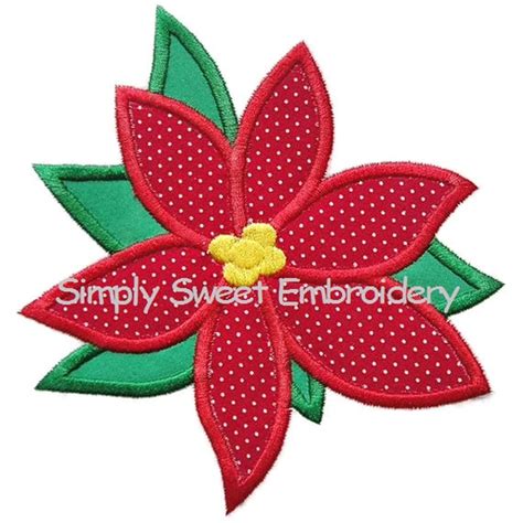 Poinsettia Machine Embroidery Applique Design Etsy