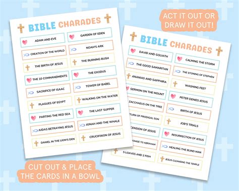 Bible Charades Sunday School Activities Bible Study Games For Youth