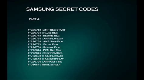 Samsung Secret Codes Youtube