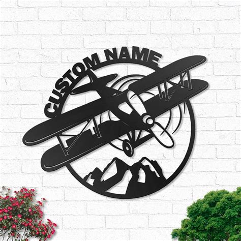 Custom Airplane Metal Wall Art Led Light Personalized Pilot Name Sign Home Decor