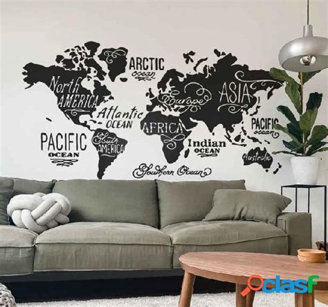 Autocolante Decorativo Mapa Mundo Mapa Do Mundo Detalhes Em