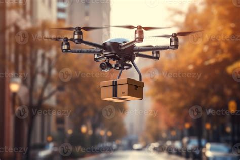 A Photo Of A Drone Delivering Packages In A Smart City Generative Ai