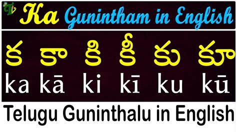 Telugu Guninthalu in English How to write Ka gunintham క గణత