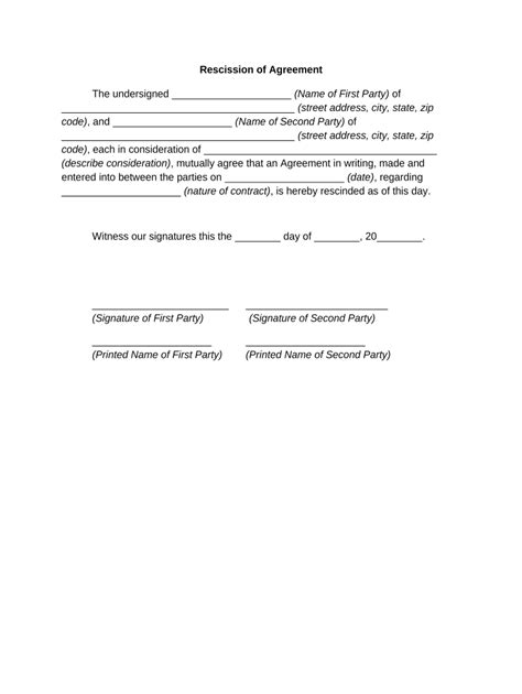 rescission agreement Doc Template | pdfFiller