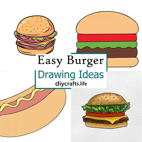 23 Easy Burger Drawing Ideas - Step By Step Guide - DIY Crafts