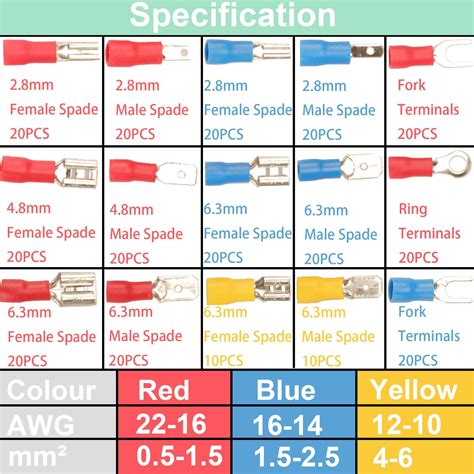 280pcs Crimp Connectors 28mm 48mm 63mm Male And