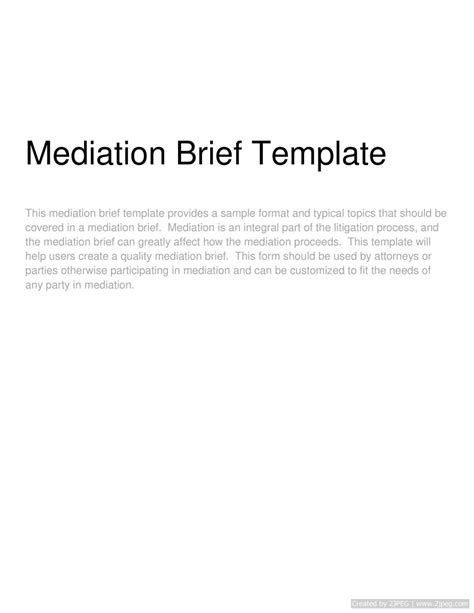 Mediation Brief Template