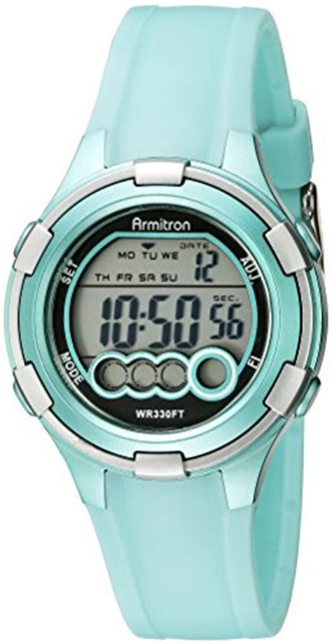 Armitron Sport Womens 457053ltg Digital Light Green Resin Strap Watch