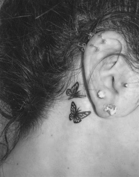 Pin Yyyanam Butterfly Neck Tattoo Behind Ear Tattoos Tiny Tattoos For Women