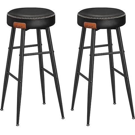 Tabouret de Bar Lot de 2 Siège Haut en PU avec Coutures Hauteur