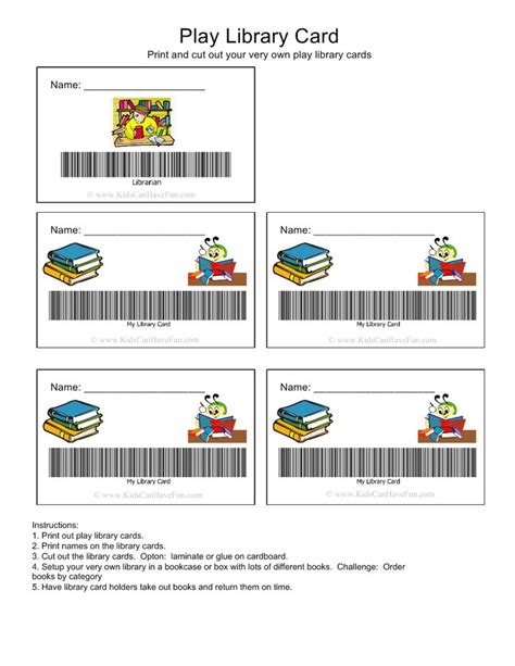 Pretend Library Card Template