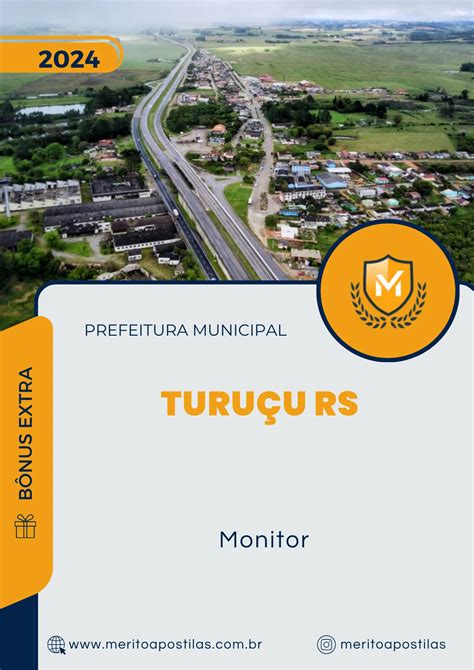 Apostila Monitor Prefeitura de Turuçu RS 2024 Mérito Apostilas