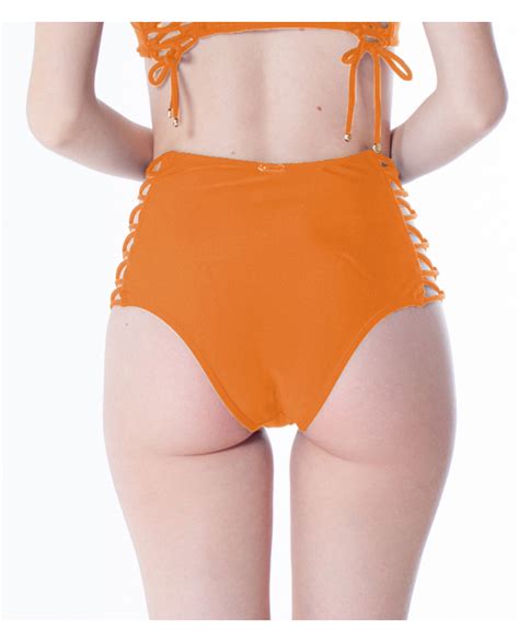 Bikini Pezzo Sotto Bottom Tiras Cruzadas Neon Laranja Marchio La Playa