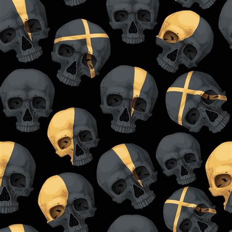 Premium Vector Vector Seamless Pattern With Black Human Skulls