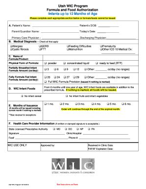 Utah Wic Formula Form Fill And Sign Printable Template Online