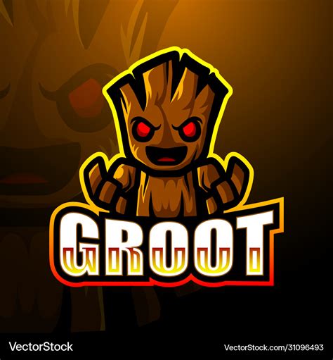 Groot Mascot Esport Logo Design Royalty Free Vector Image