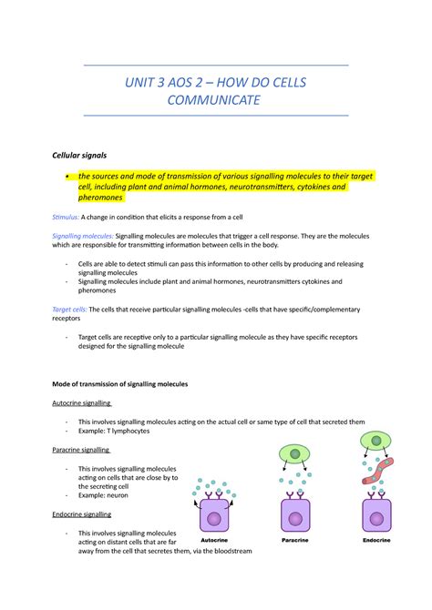 Bio Unit Aos Comprehensive Notes For Vce Biology Unit Area Of