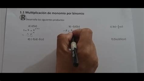 1 1 Multiplicación de monomio por binomio Cuaderno de ejercicio