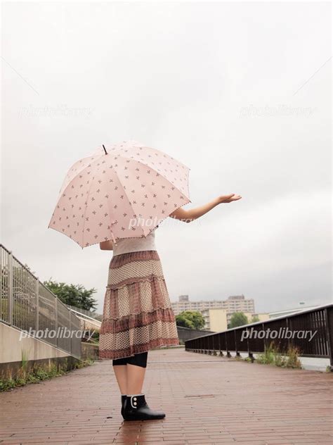 雨上がりの傘をさす女性 写真素材 902806 フォトライブラリー Photolibrary