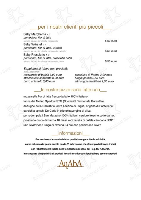 Menu At AqAbA Pizzeria Sesto Fiorentino Viale XX Settembre