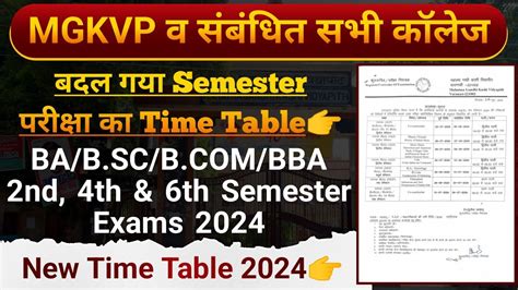 Mgkvp New Time Table Semester Exam Ug Pg