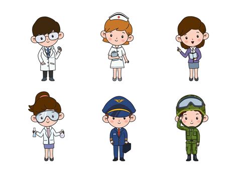 Kids professions. Cartoon cute children dressed in different occupation ...