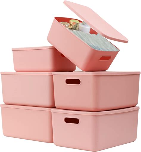 Amazon Yishyfier Plastic Storage Baskets With Lid Organizing