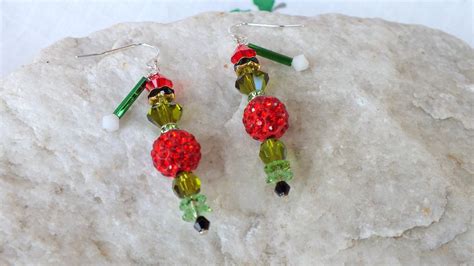 Grinch Earrings Swarovski Earrings Christmas Earrings Christmas