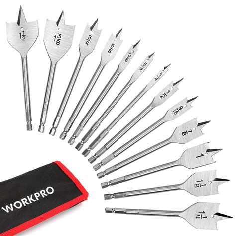 Workpro 13 Piece Spade Drill Bit Set In Sae Paddle Flat Bits For