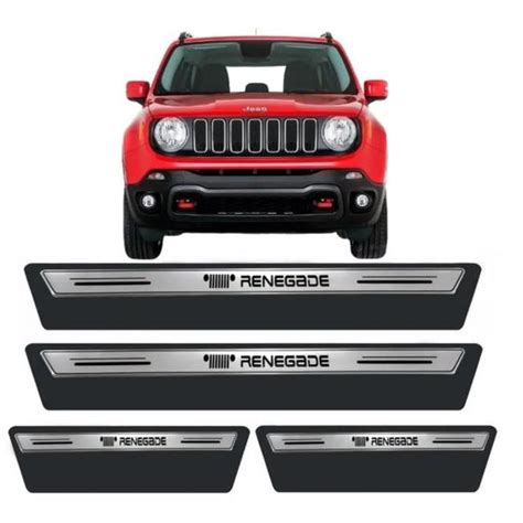 Kit Soleira Resinada Proteção Porta Jeep Renegade Prata Rvt