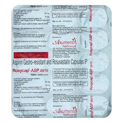 Rosycap Asp 2075 Strip Of 15 Capsules Health And Personal Care