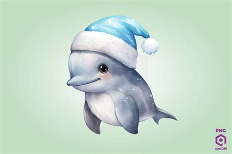 Christmas Bottlenose Dolphin Clipart Graphic by Quoteer · Creative Fabrica