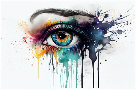 Premium Photo Abstract Woman Eye Watercolor Splash Artgenerative Ai